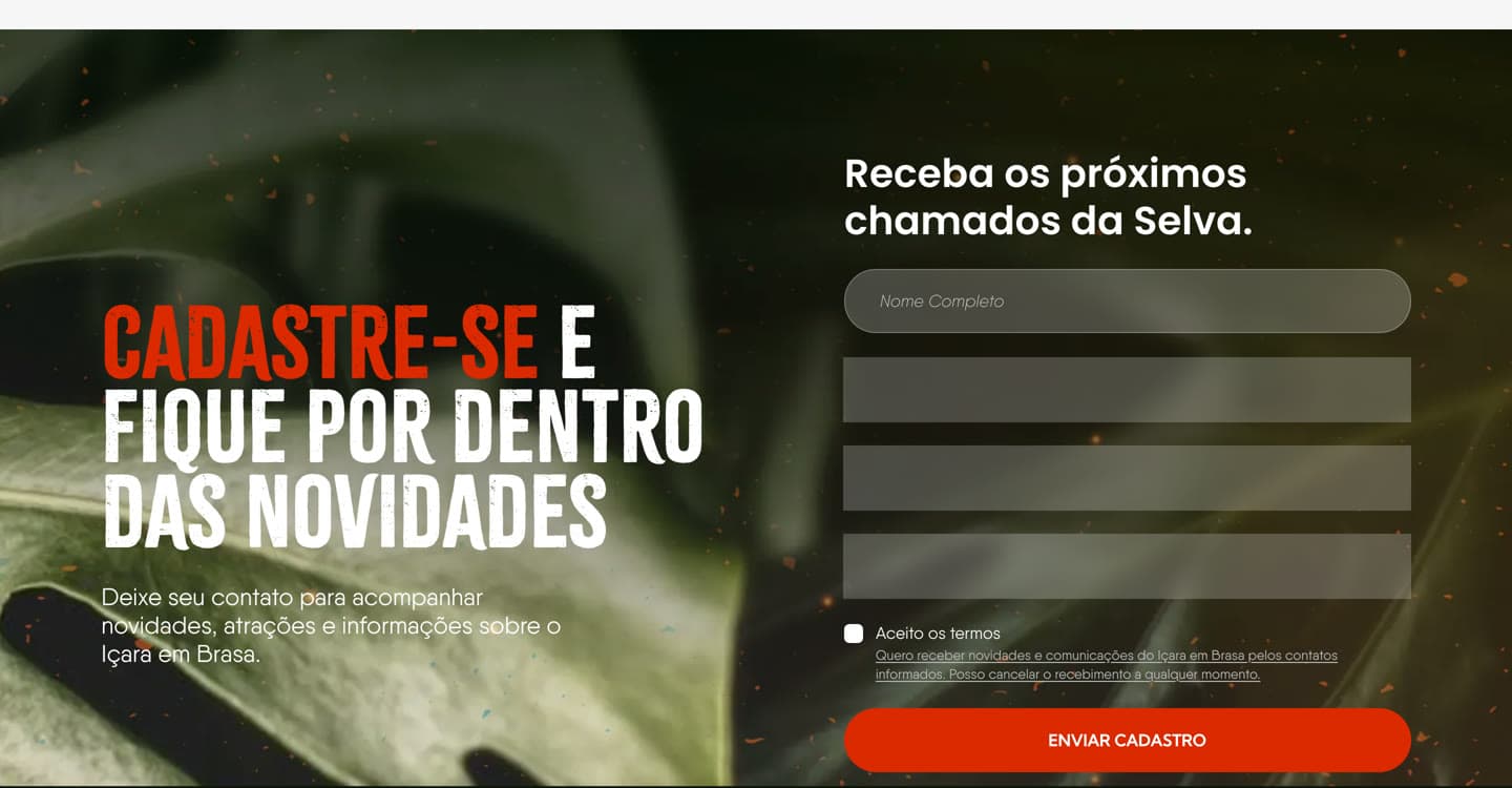 Formulário Cadastre-se e fique por dentro das novidades