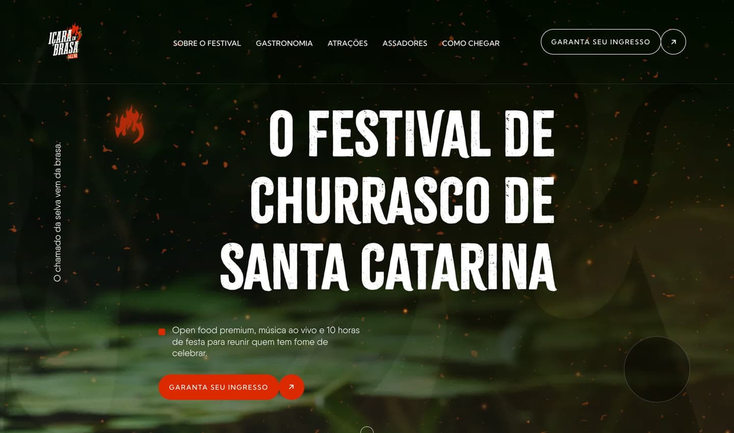 Topo do site do Içara em Brasa: O festival de churrasco de Santa Catarina
