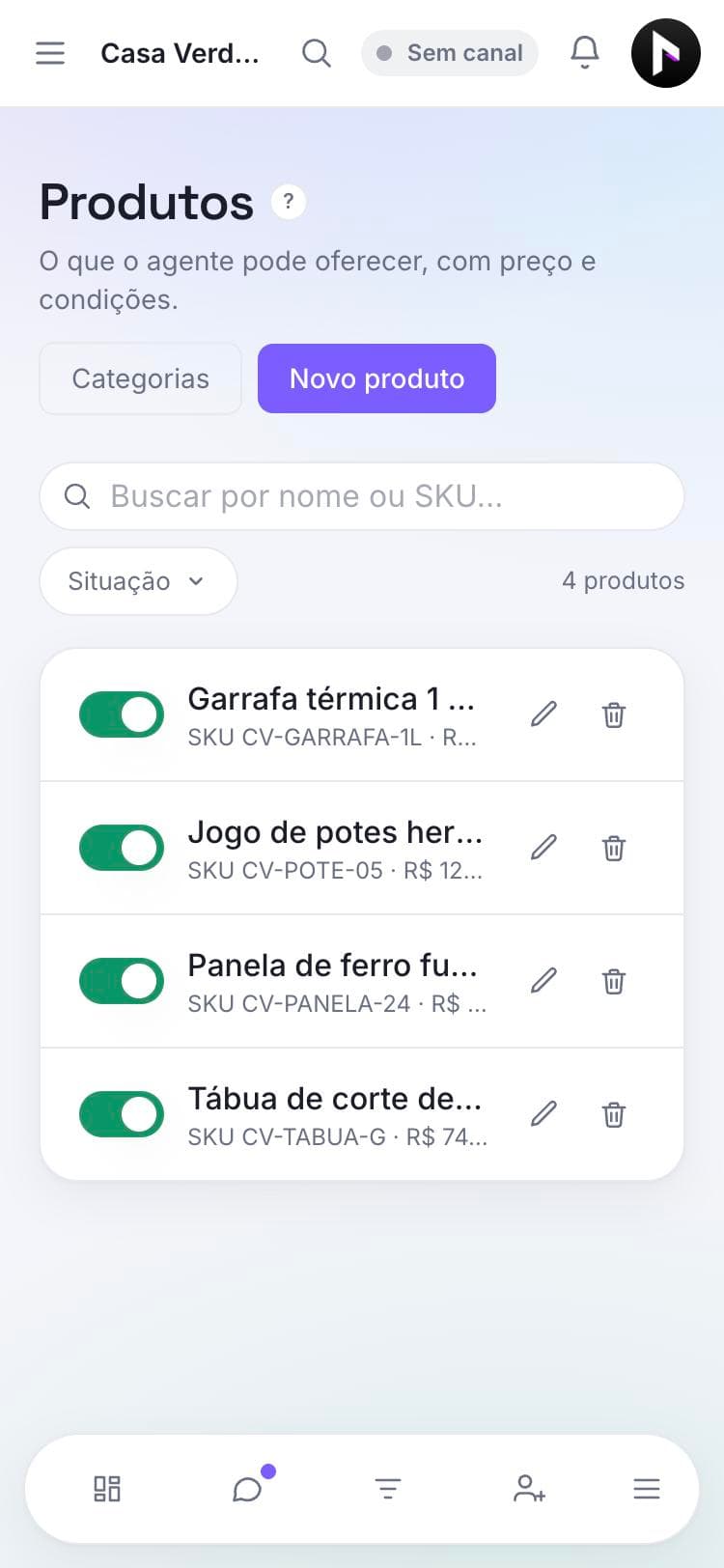 Catálogo de produtos do VR Flow com preços e códigos